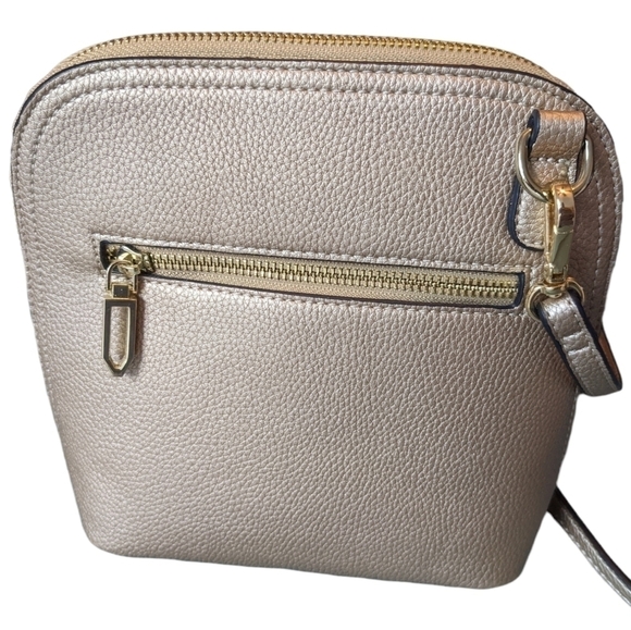 Katie Q Metallic Taupe w/ Gold Accents Cross Body Purse - Picture 2 of 14